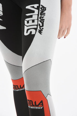 Two Tone Logoed Stretch Fabric Leggings