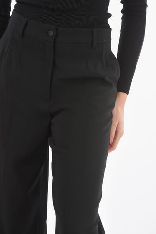Virgin Wool Stretch High-rise Cuffed Hem Palazzo Pants