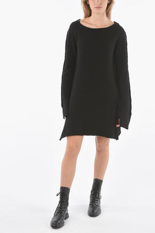 Raw Cut-edged Cashmere Blend Midi Dress