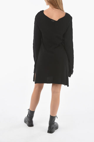 Raw Cut-edged Cashmere Blend Midi Dress
