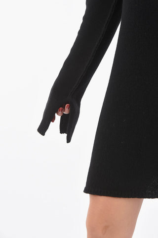 Raw Cut-edged Cashmere Blend Midi Dress