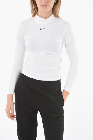 T-Shirt Mock-Neck a Manica Lunga