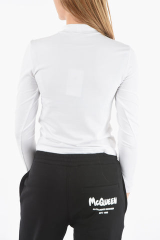 T-Shirt Mock-Neck a Manica Lunga