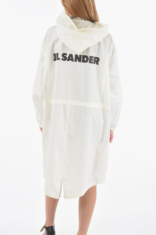 Water-resistant Cotton Light-weight Parka with Lettering Logo Print