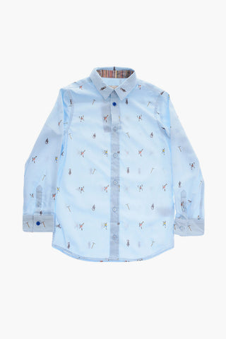 Camicia in Cotone Stampata All-Over Slim Fit