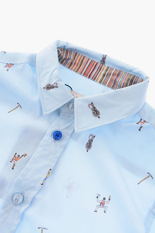 Camicia in Cotone Stampata All-Over Slim Fit