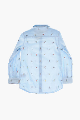 Camicia in Cotone Stampata All-Over Slim Fit