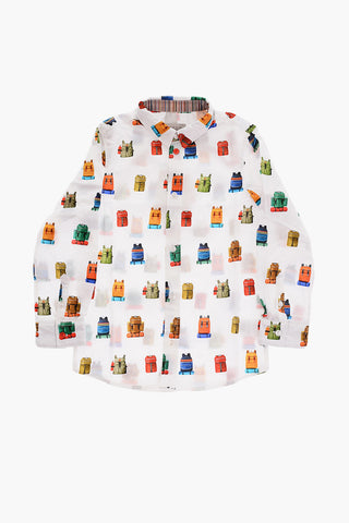 All-Over Printed Cotton Slim Fit Shirt
