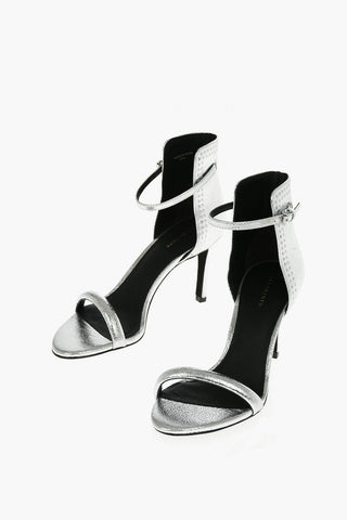 8.5cm Metallic Leather Ankle-Strap Sandals