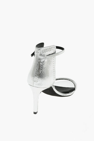 8.5cm Metallic Leather Ankle-Strap Sandals