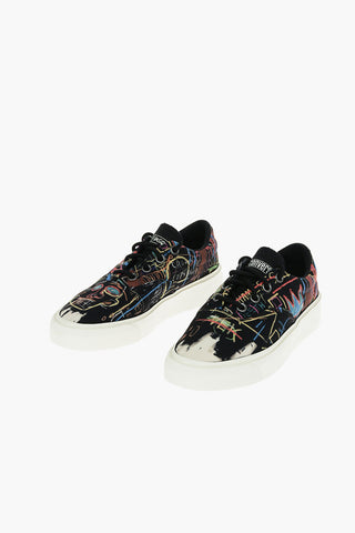 JEAN-MICHEL BASQUIAT Graffiti Effect Low-Top Sneakers with Contrasting Sole
