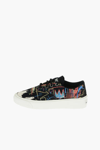 JEAN-MICHEL BASQUIAT Graffiti Effect Low-Top Sneakers with Contrasting Sole
