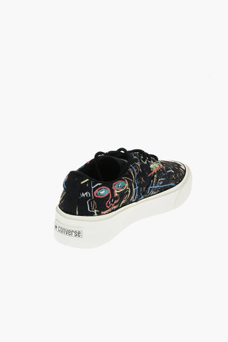 JEAN-MICHEL BASQUIAT Graffiti Effect Low-Top Sneakers with Contrasting Sole