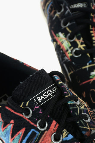 JEAN-MICHEL BASQUIAT Graffiti Effect Low-Top Sneakers with Contrasting Sole