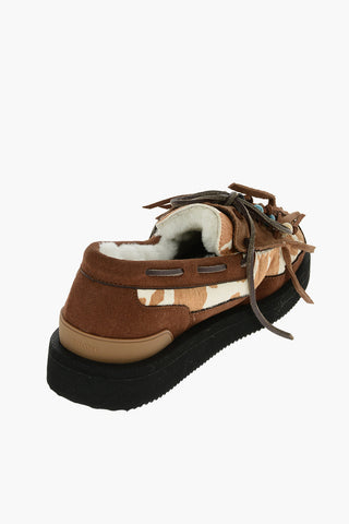 SUICOKE Suede and shearling Lined OWN Loafers with Embelished With Tassels And Beads