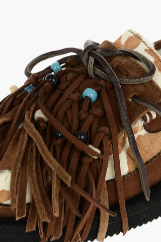 SUICOKE Suede and shearling Lined OWN Loafers with Embelished With Tassels And Beads