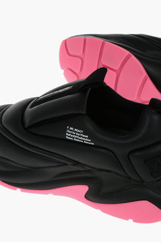 Contrasting Sole Faux Leather Sneakers