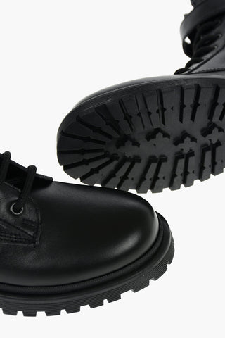 Leather PETITE CARINNE Combat Boots with Crossed Laces