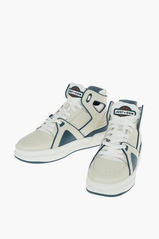 Cut-Out Details Leather High-Top Sneakers