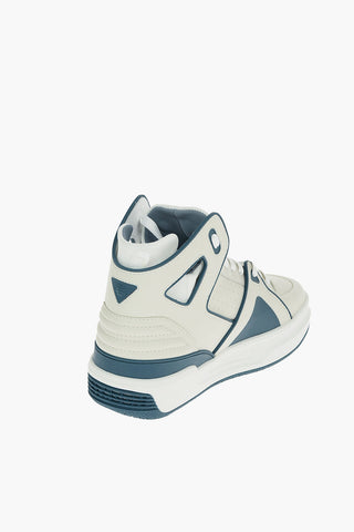 Cut-Out Details Leather High-Top Sneakers