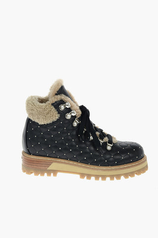 Stivaletti ST MORITZ Trapuntati in Pelle con Borchie All-Over e Abbellito da Gioielli