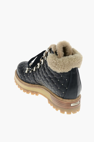 Stivaletti ST MORITZ Trapuntati in Pelle con Borchie All-Over e Abbellito da Gioielli