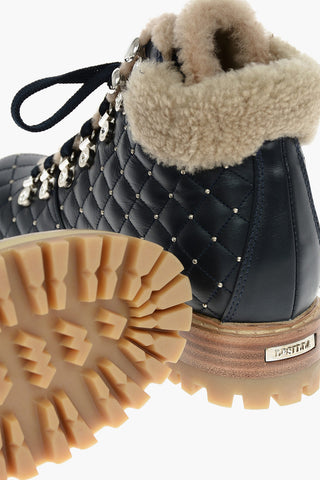 Stivaletti ST MORITZ Trapuntati in Pelle con Borchie All-Over e Abbellito da Gioielli