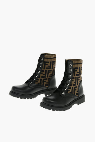 Leather and Fabric Ankle Boots