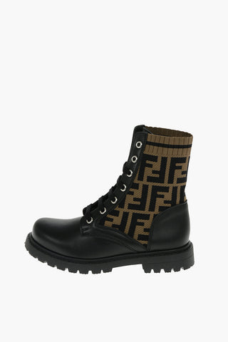 Leather and Fabric Ankle Boots