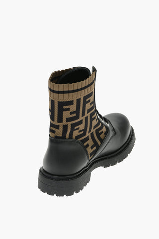 Leather and Fabric Ankle Boots