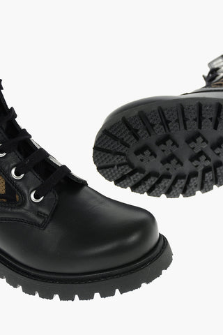 Leather and Fabric Ankle Boots