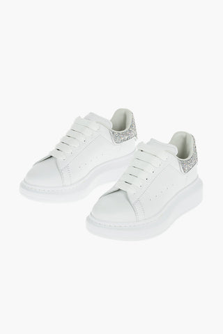 Glittered Detail Leather Sneakers