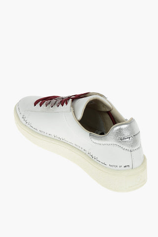 DISNEY Leather Low-Top Sneakers with Contrasting Laces and Python Effect Detail with Glitter