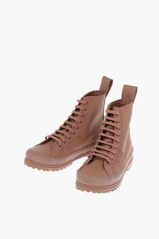 L'AUTRE CHOSE Rubberrised Fabric Combat Boots with Track Sole