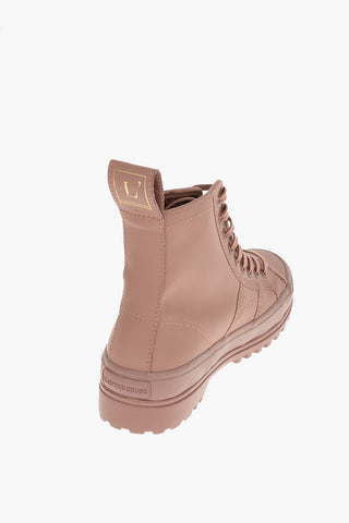 L'AUTRE CHOSE Rubberrised Fabric Combat Boots with Track Sole