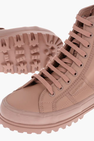 L'AUTRE CHOSE Rubberrised Fabric Combat Boots with Track Sole