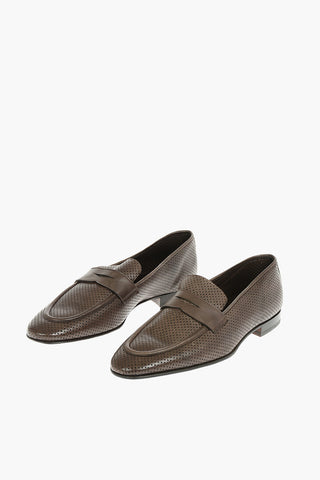 Perforated Leather Penny Loafers