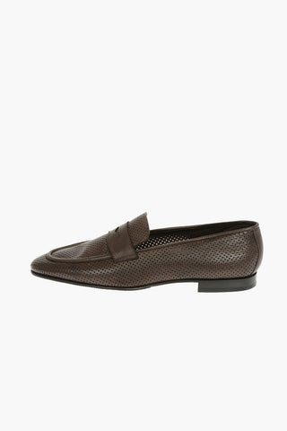 Perforated Leather Penny Loafers