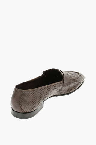 Perforated Leather Penny Loafers