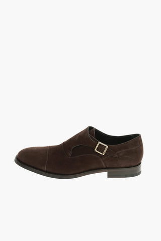 Scarpe Monk Strap In Pelle Scamosciata Con Suola In Gomma