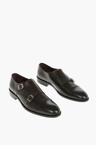 Leather Monk Strap Shoes With Leather Soles