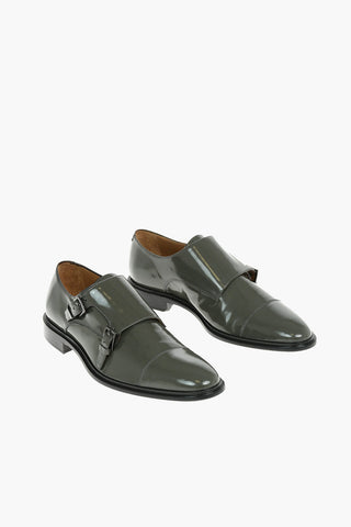 Leather Monk Strap Shoes With Leather Soles