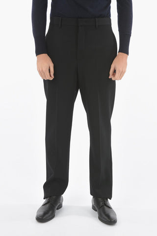 Pantaloni 4 Tasche in Lana Twill con Chiusura a Scomparsa