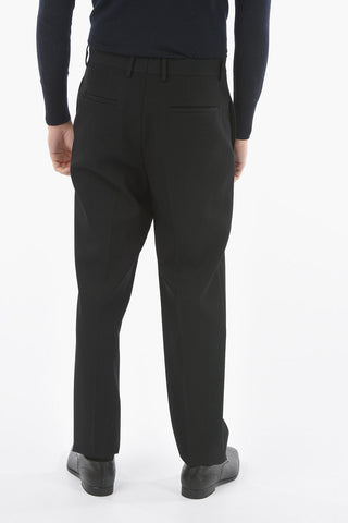 Pantaloni 4 Tasche in Lana Twill con Chiusura a Scomparsa