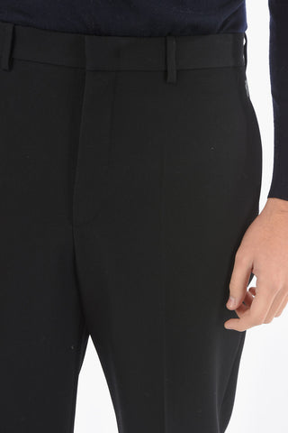 Pantaloni 4 Tasche in Lana Twill con Chiusura a Scomparsa