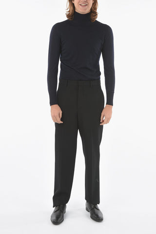 Pantaloni 4 Tasche in Lana Twill con Chiusura a Scomparsa