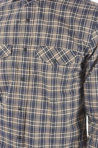 ID Tartan Check Spread Collar with Snap Buttons