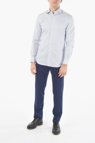 Pencil Striped Shirt with Spread Collar