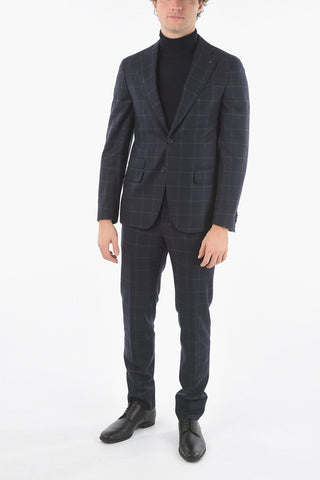 CC COLLECTION Windowpane-checkered RETAILORED Suit with Beetle Brooch