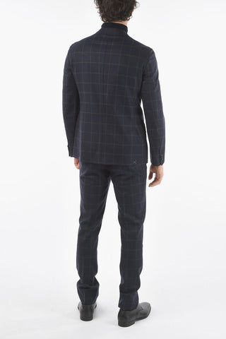 CC COLLECTION Windowpane-checkered RETAILORED Suit with Beetle Brooch